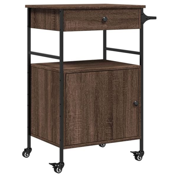 vidaXL Keukentrolley Bruin Eiken - 40% Korting!