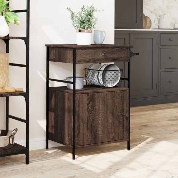 vidaXL Keukentrolley Bruin Eiken - 40% Korting!