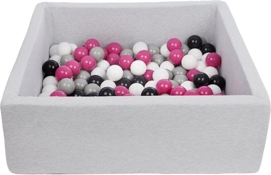 Ballenbak 90x90 + 150 Ballen - Wit/Roze/Grijs/Zwart - 40% Korting!