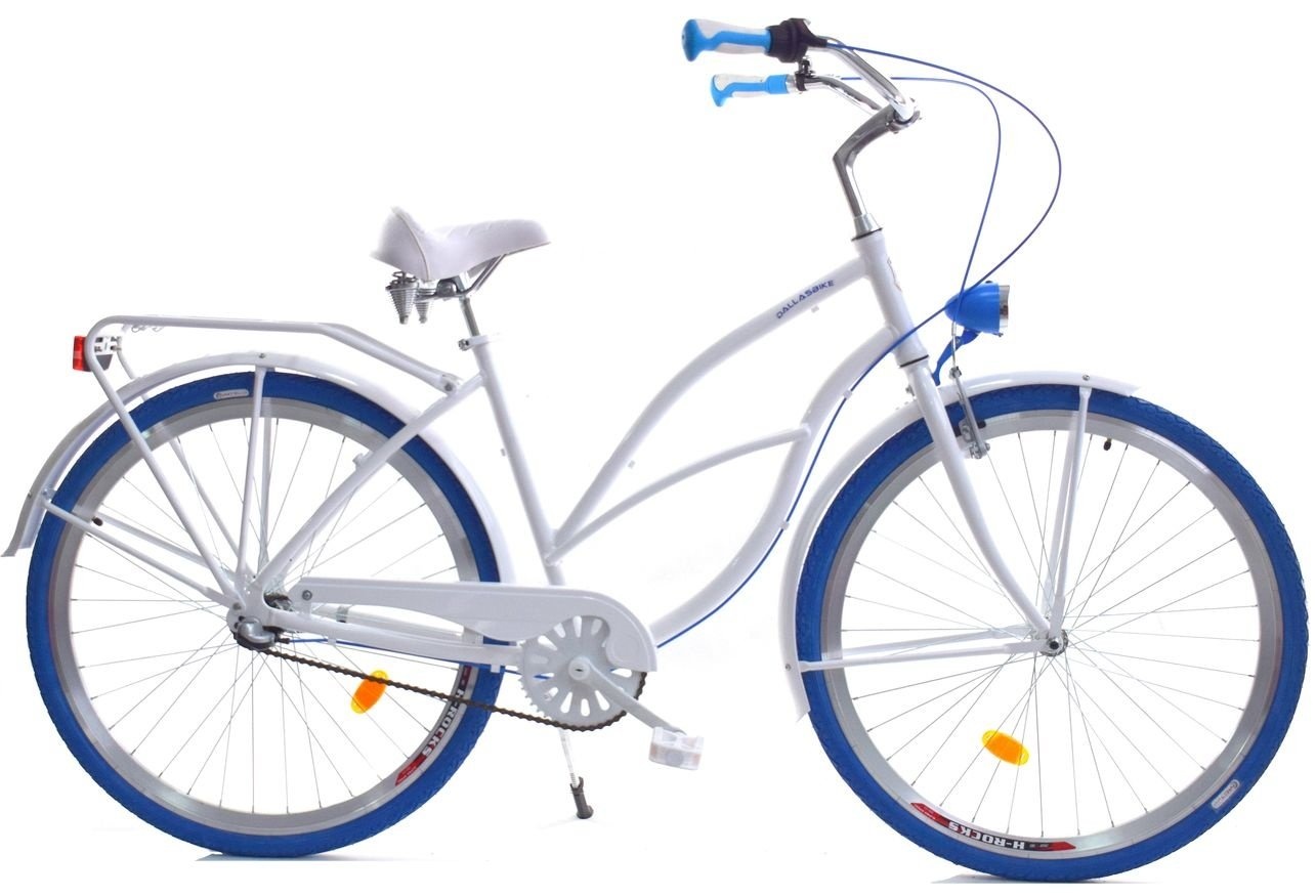 Damesfiets Beach Cruiser 28" - 3V Wit/Blauw - 40% Korting!