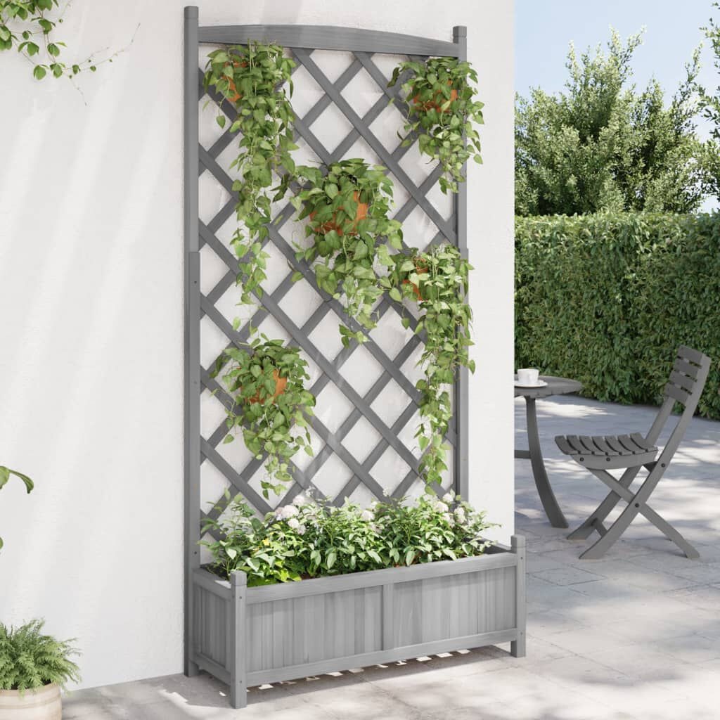 VidaXL Plantenbak met Latwerk Grijs - 40% Korting!