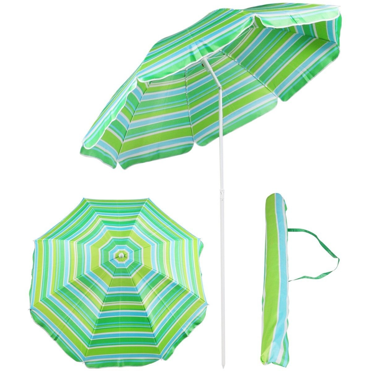 Strandparasol Groen 180cm + Tas - 46% Korting!
