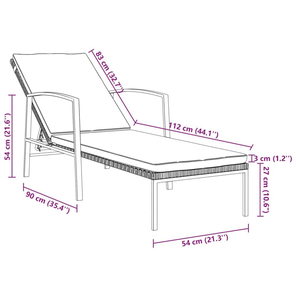 Ligbed met Kussen Zwart Rattan - 61% Korting!
