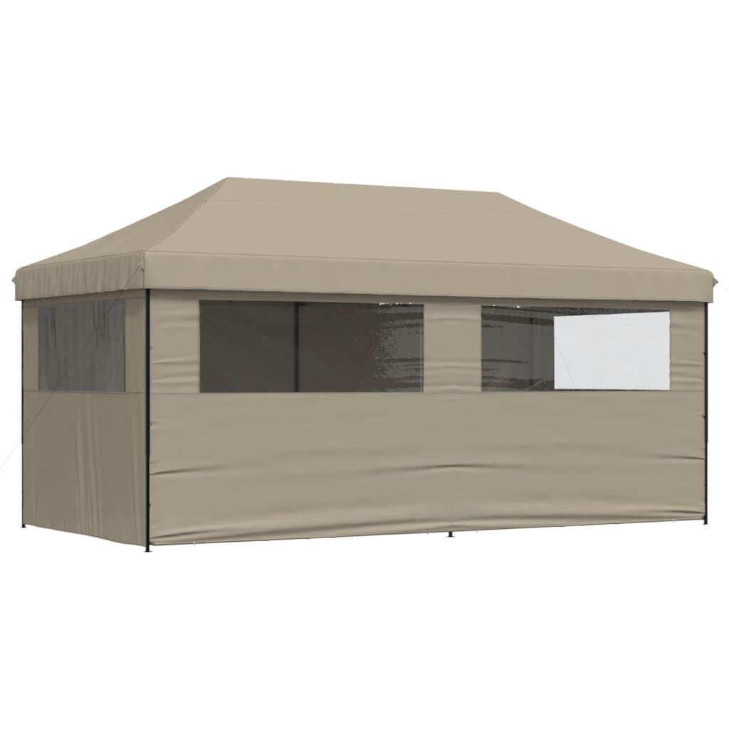 Partytent Pop-Up Taupe m. Zijwanden - 60% Korting! (Lichte Schade)