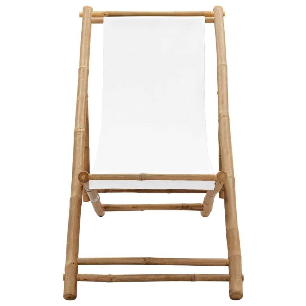 vidaXL Bamboe Terrasstoel Canvas Wit - 65% Korting!