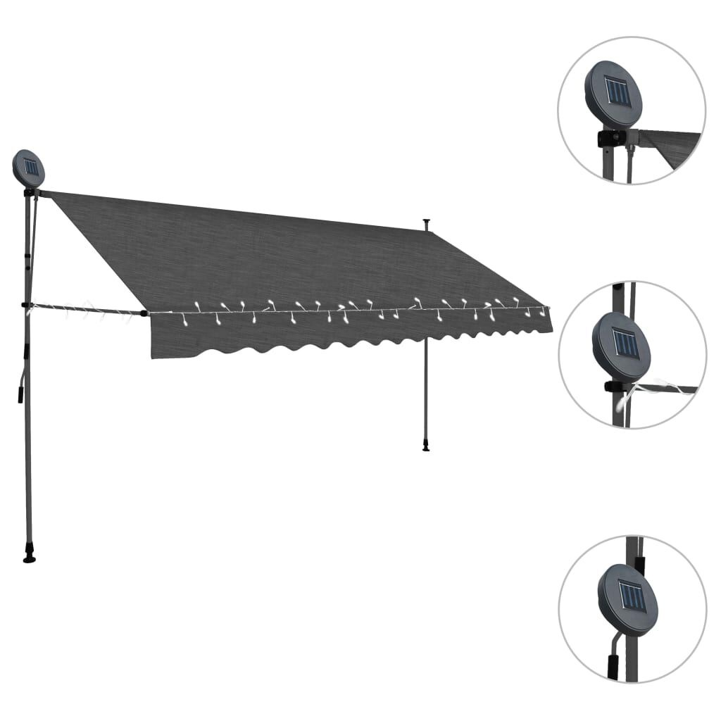 vidaXL Luifel 400cm Antraciet m. LED - 40% Korting!