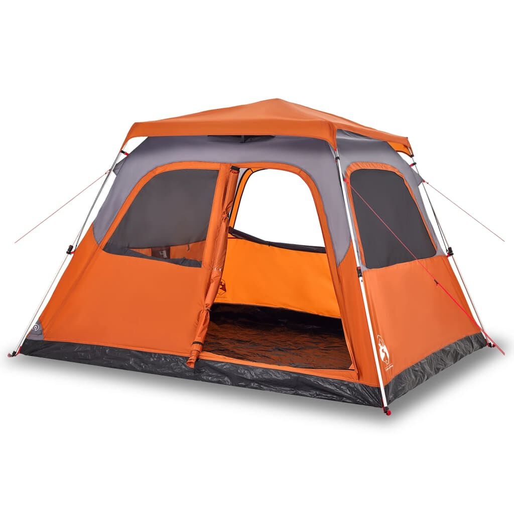 vidaXL Koepeltent 6-persoons Grijs/Oranje -55%! Snelontgrendeling