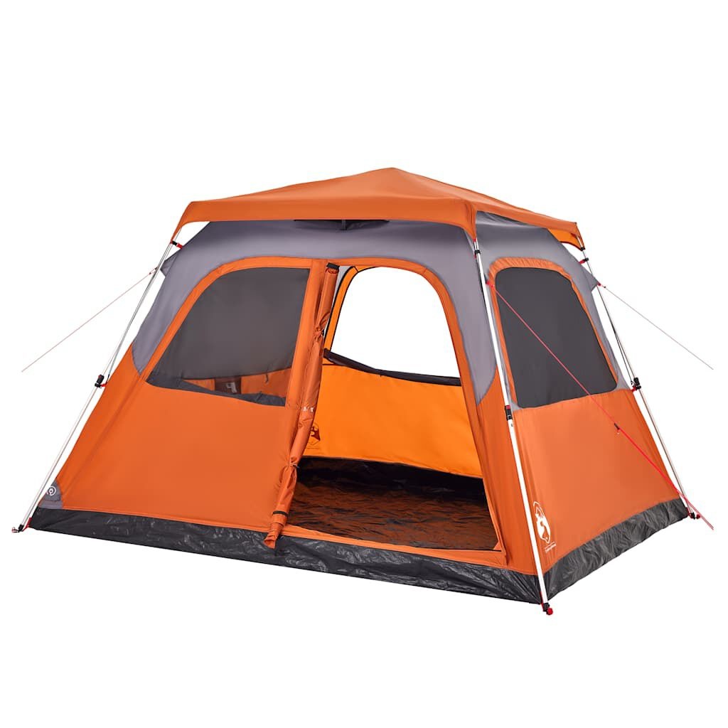 vidaXL Koepeltent 6-persoons Grijs/Oranje -55%! Snelontgrendeling