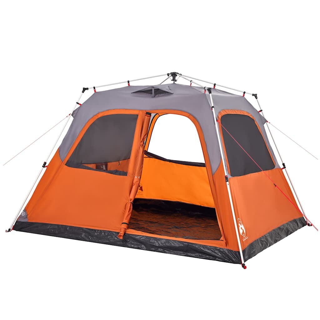 vidaXL Koepeltent 6-persoons Grijs/Oranje -55%! Snelontgrendeling