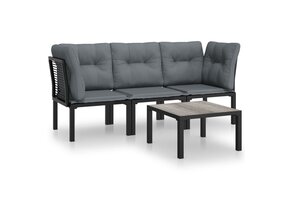 vidaXL Loungeset 4-delig Zwart/Grijs - 60% Korting! (Incompleet)