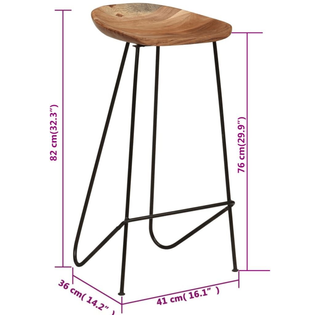 Barkrukken (2x) Acaciahout - 47% Korting! Industrieel Design