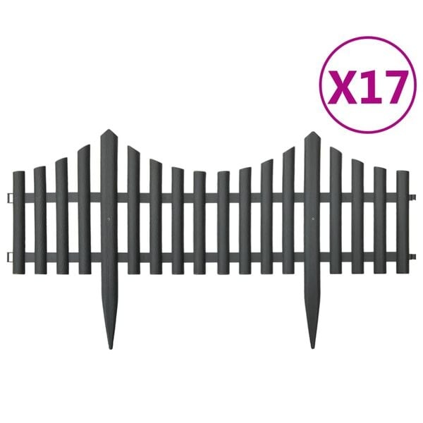 vidaXL Gazonrand 10m (17st) Antraciet - 40% Korting!