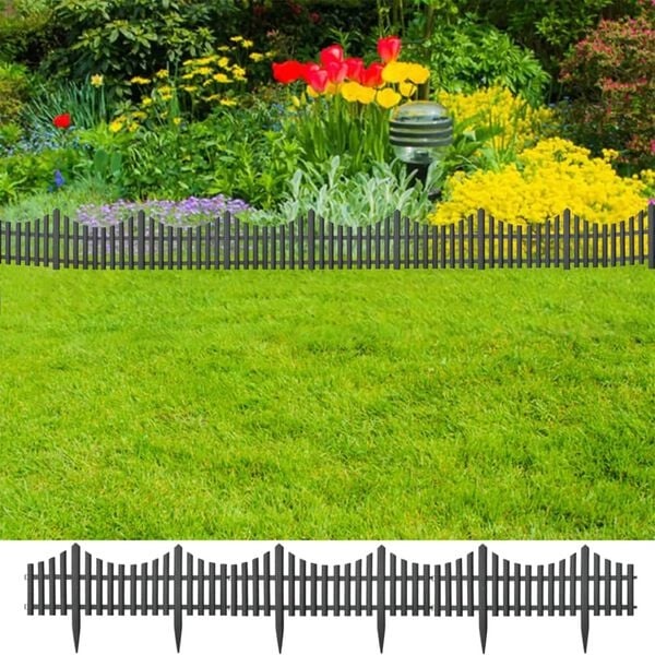 vidaXL Gazonrand 10m (17st) Antraciet - 40% Korting!