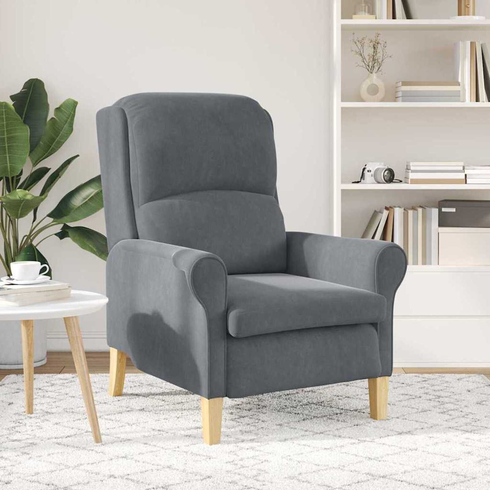 VidaXL Fluweel Fauteuil Donkergrijs - 35% Korting!