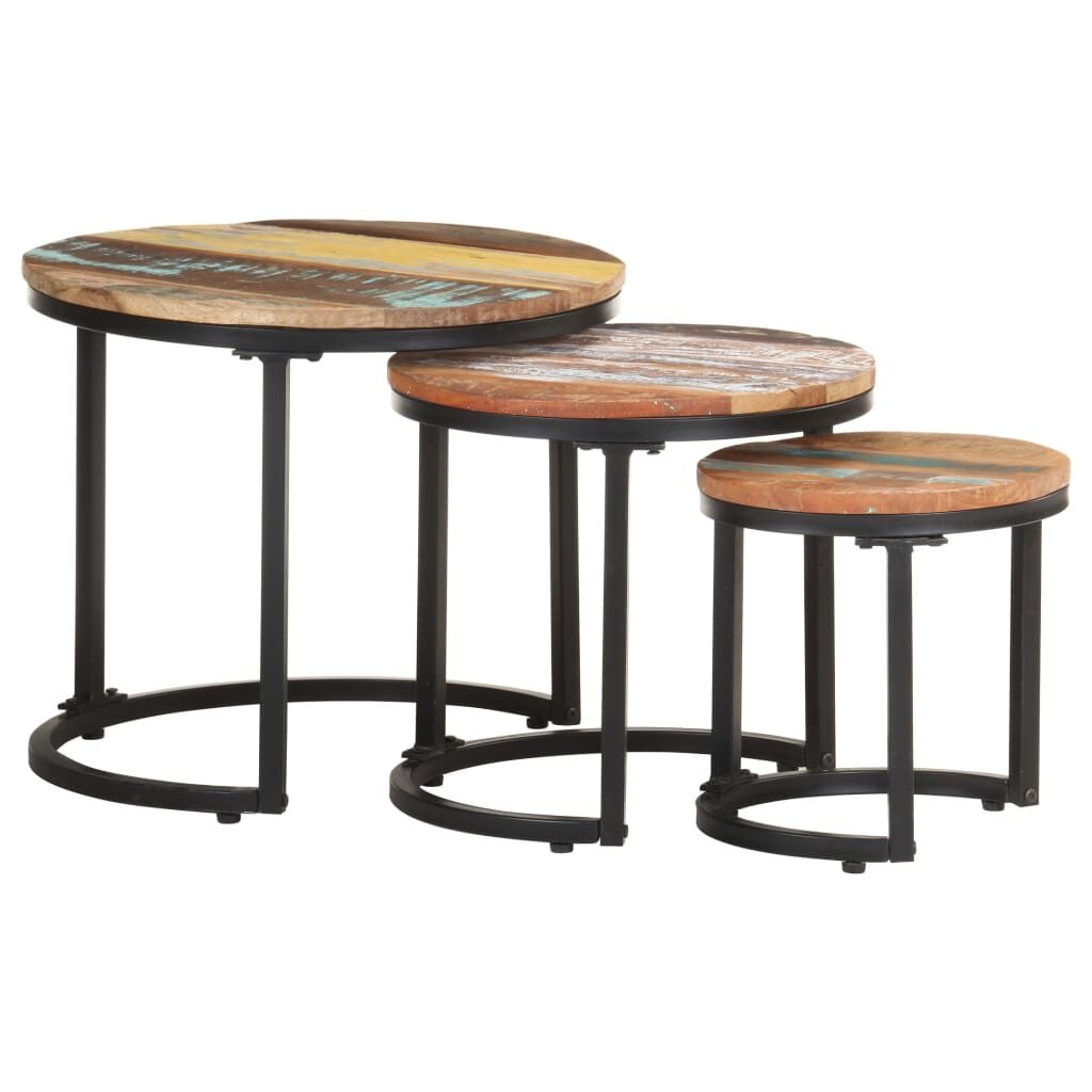 VidaXL Bijzettafels (3 st) Gerecycled Hout - 40% Korting!
