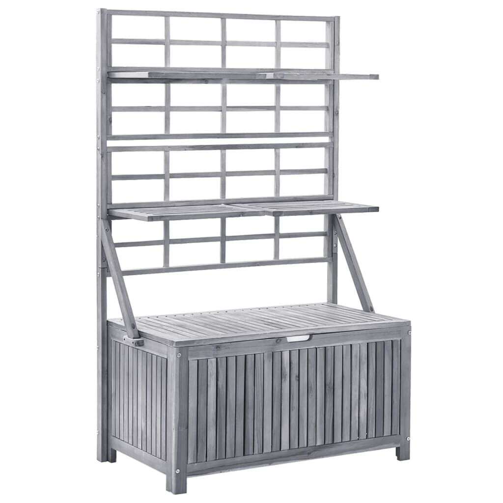vidaXL Opbergbox met latwerk 99x55x160 cm massief acaciahout grijs