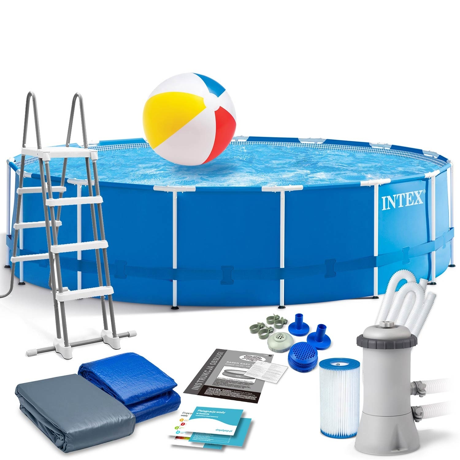 Intex Zwembad 457x122cm + Pomp & Accessoires - 56% Korting!