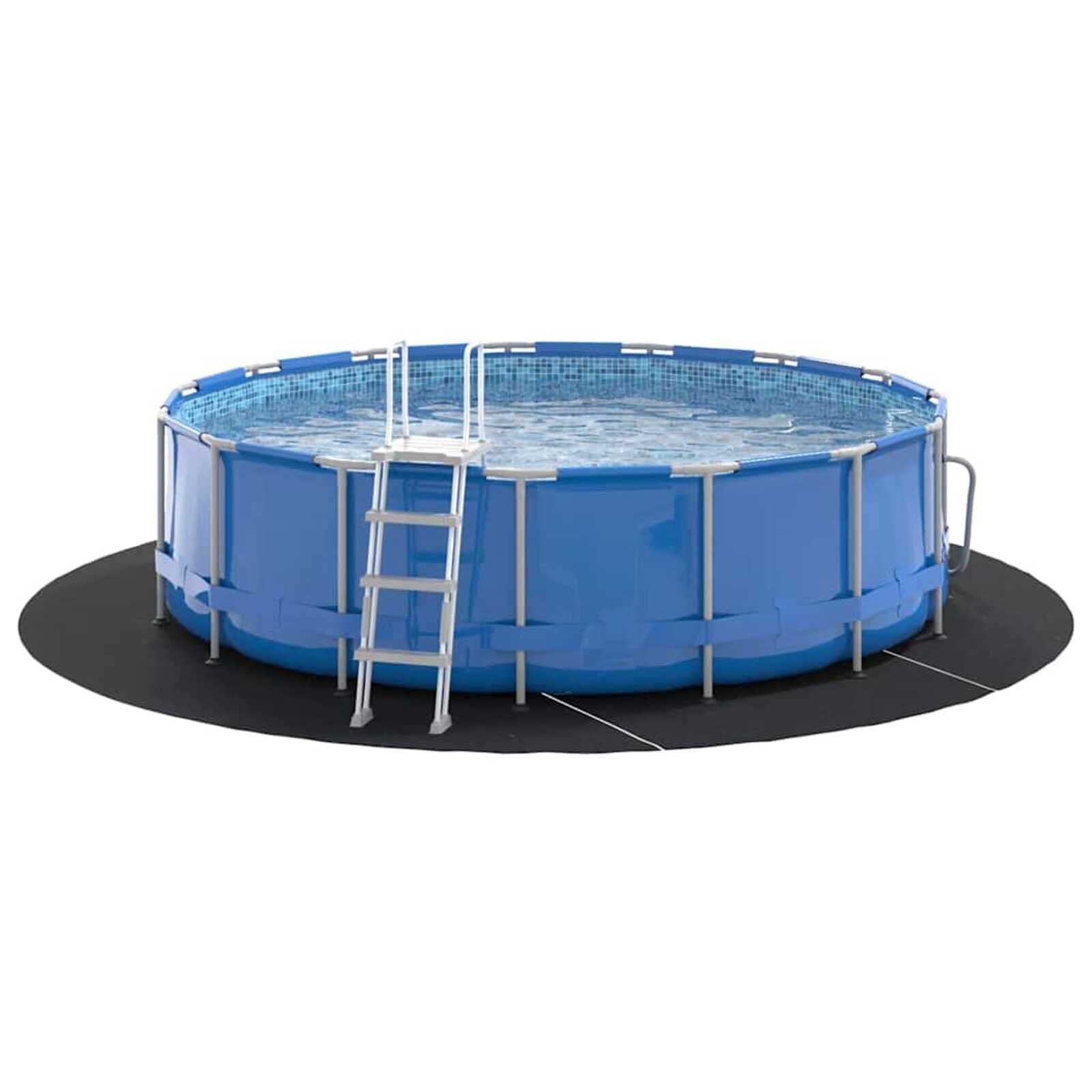 vidaXL Zwembad Grondzeil Zwart Ø 396 cm Polyester Geotextiel