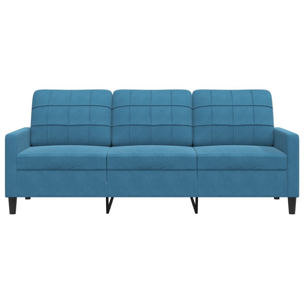 Blauwe Fluwelen Driezitsbank 180cm - 40% Korting!