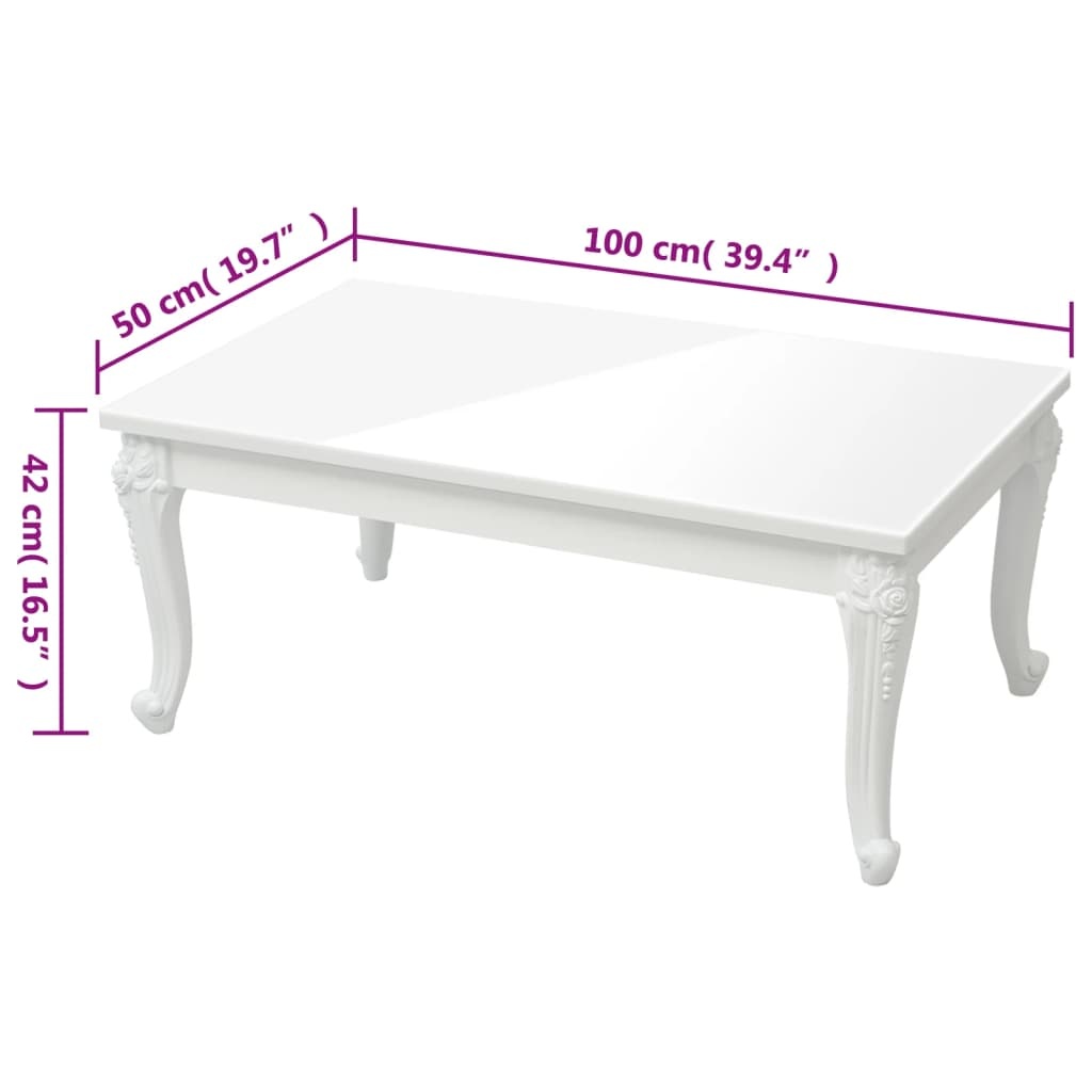 Salontafel Hoogglans Wit 100x50cm - 40% Korting!