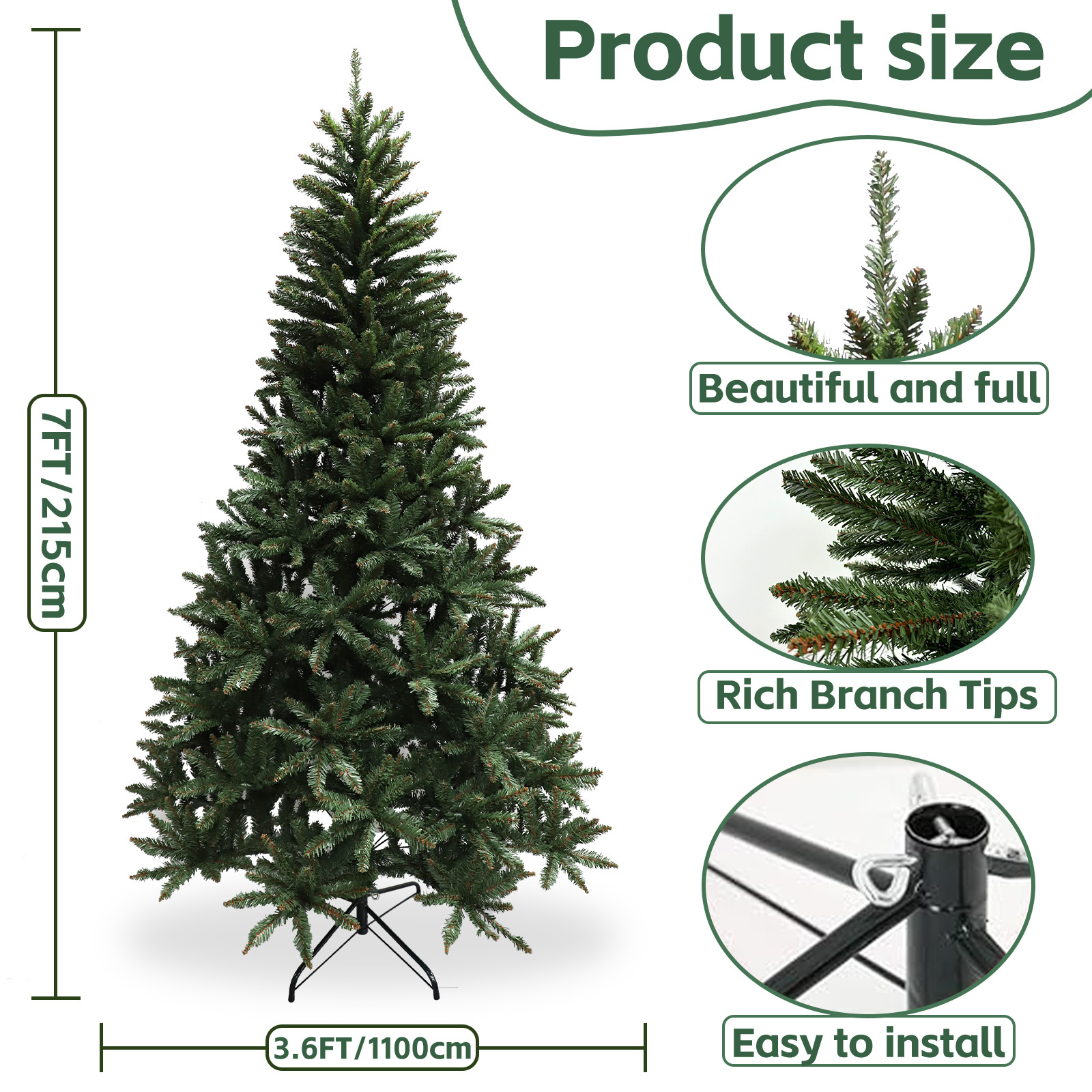 Kunstkerstboom 220cm Spar Groen - 40% Korting! (Beschadigde Doos)