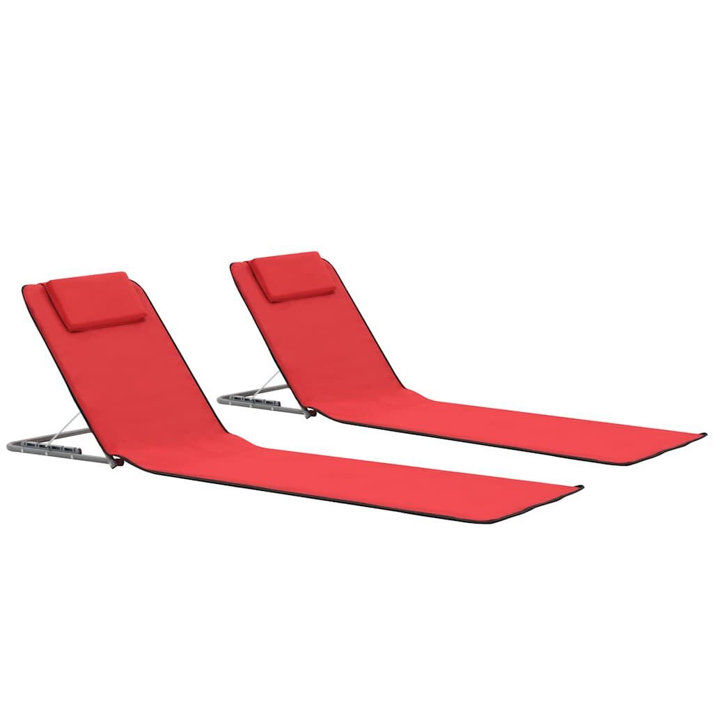 Strandmatten (2x) Rood - Inklapbaar, Staal & Stof - 40% Korting!