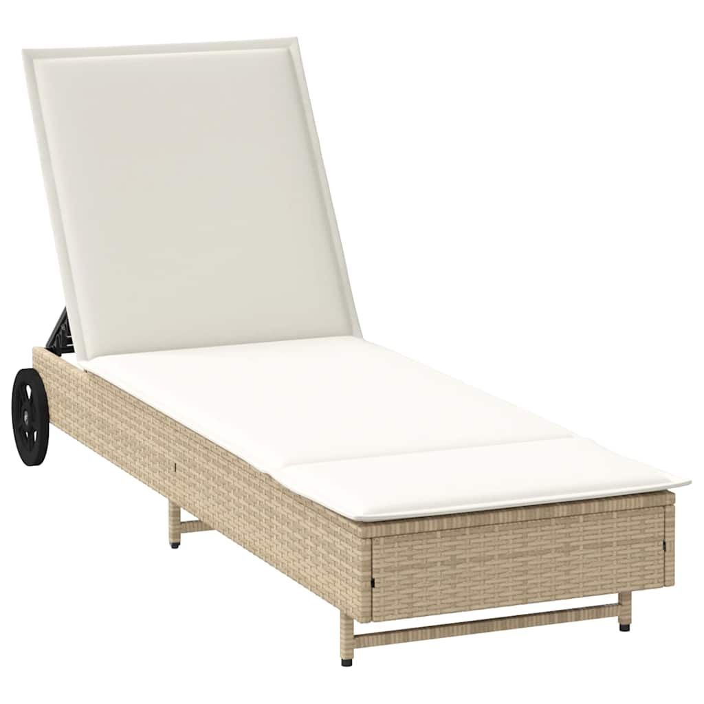 VidaXL Ligbed Beige met Kussen & Wielen - 55% Korting!