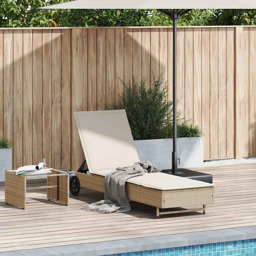 VidaXL Ligbed Beige met Kussen & Wielen - 55% Korting!
