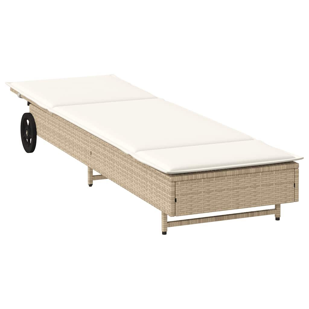 VidaXL Ligbed Beige met Kussen & Wielen - 55% Korting!
