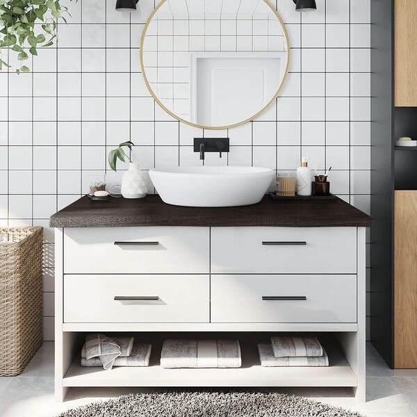 Wastafelblad Massief Eiken 100cm Donkerbruin -60%!