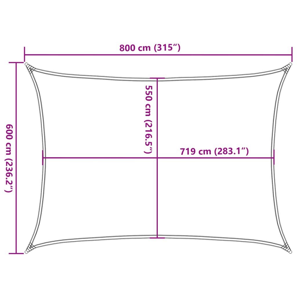 vidaXL Zonnezeil 160 g/m² rechthoekig 6x8 m HDPE lichtgrijs