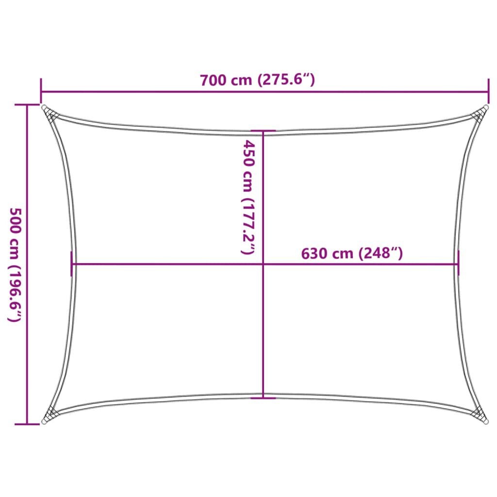vidaXL Zonnezeil 160 g/m² 5x7 m HDPE beige