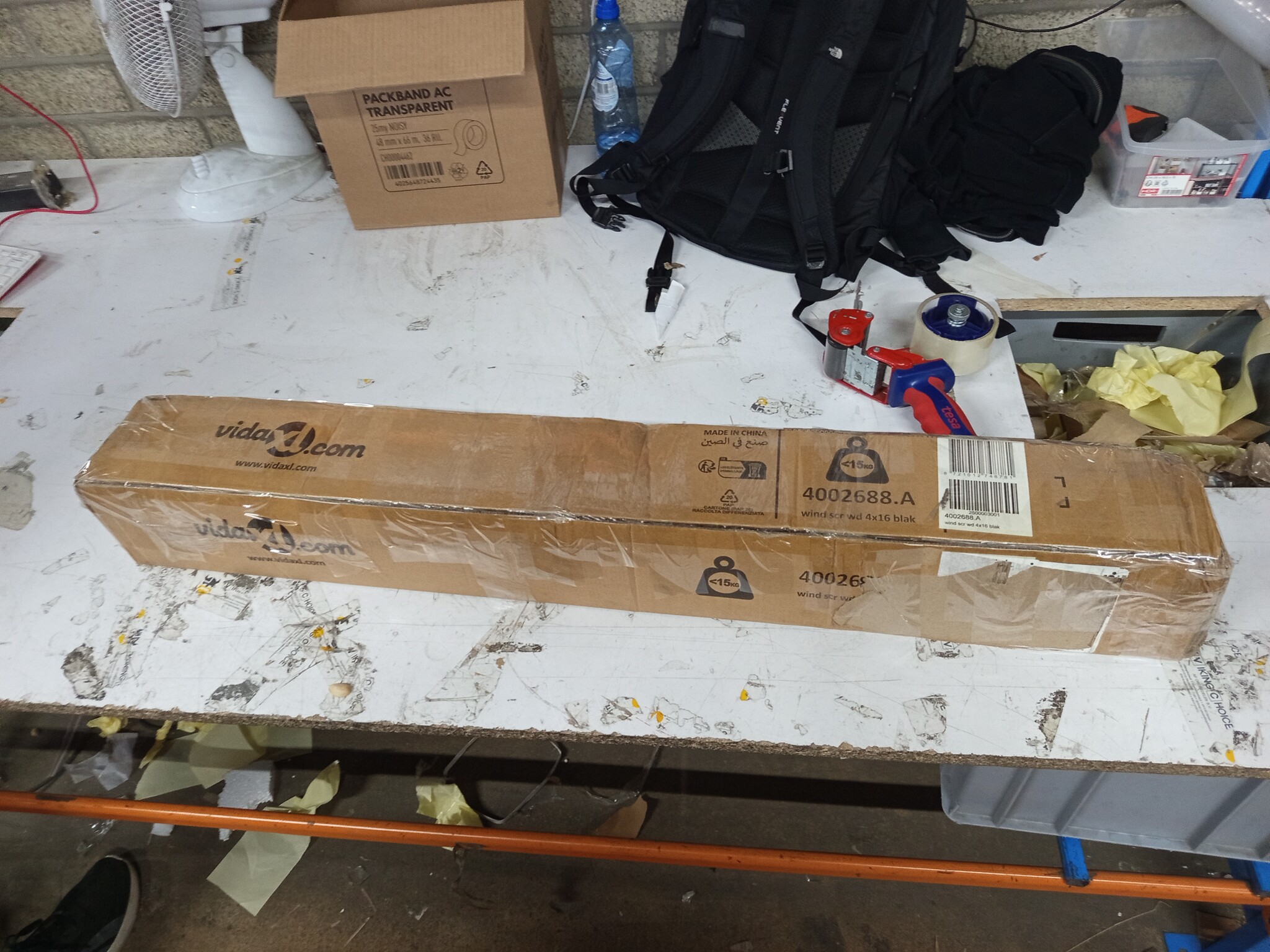 vidaXL Windscherm 3-panelen 400x160 cm stof zwart