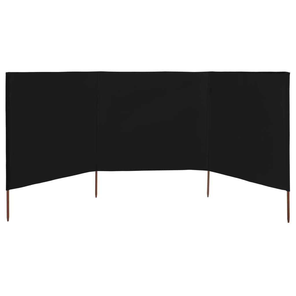 vidaXL Windscherm 3-panelen 400x160 cm stof zwart