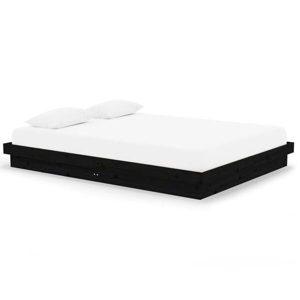 vidaXL Bedframe massief hout zwart 150x200 cm