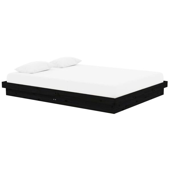 vidaXL Bedframe massief hout zwart 150x200 cm