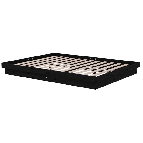 vidaXL Bedframe massief hout zwart 150x200 cm