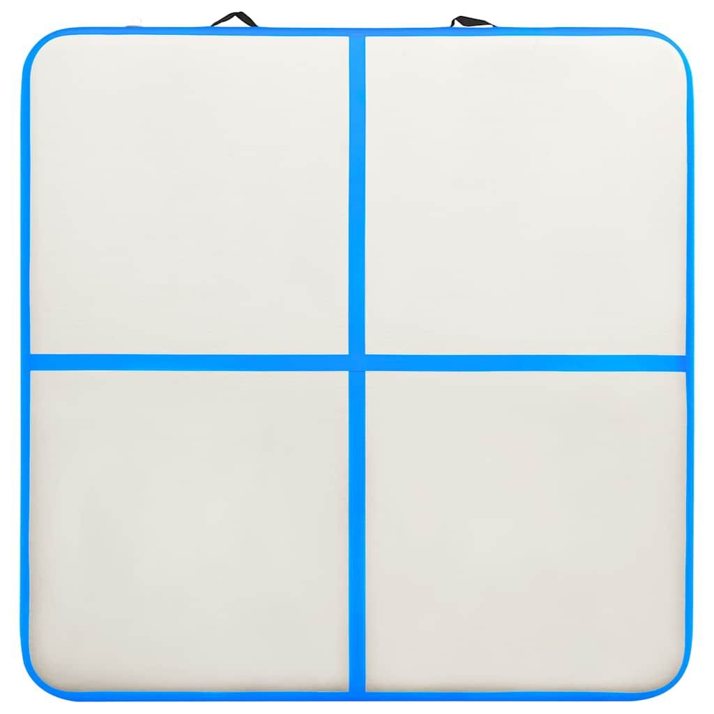 vidaXL Gymnastiekmat met pomp opblaasbaar 200x200x20 cm PVC blauw