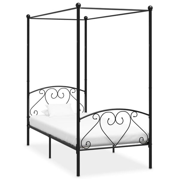 Hemelbedframe 120x200 Zwart - Deukjes, 60% Korting!