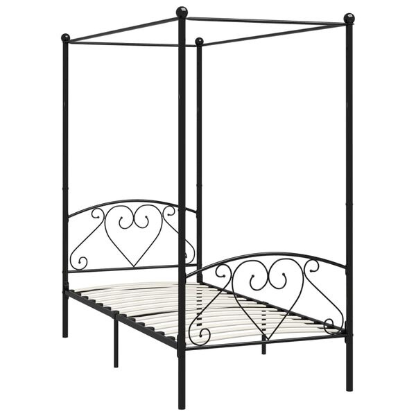 Hemelbedframe 120x200 Zwart - Deukjes, 60% Korting!