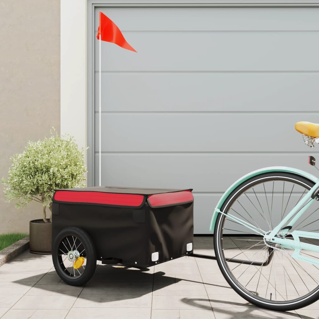 vidaXL Fietstrailer Zwart/Rood - 30kg - 40% Korting!
