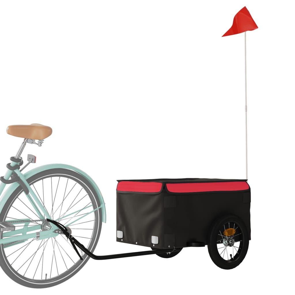 vidaXL Fietstrailer Zwart/Rood - 30kg - 40% Korting!