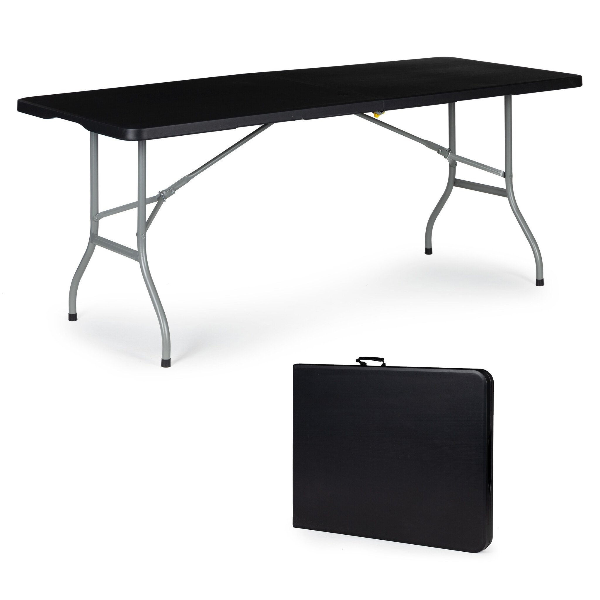 Inklapbare Campingtafel 180cm - Zwart - 40% Korting!