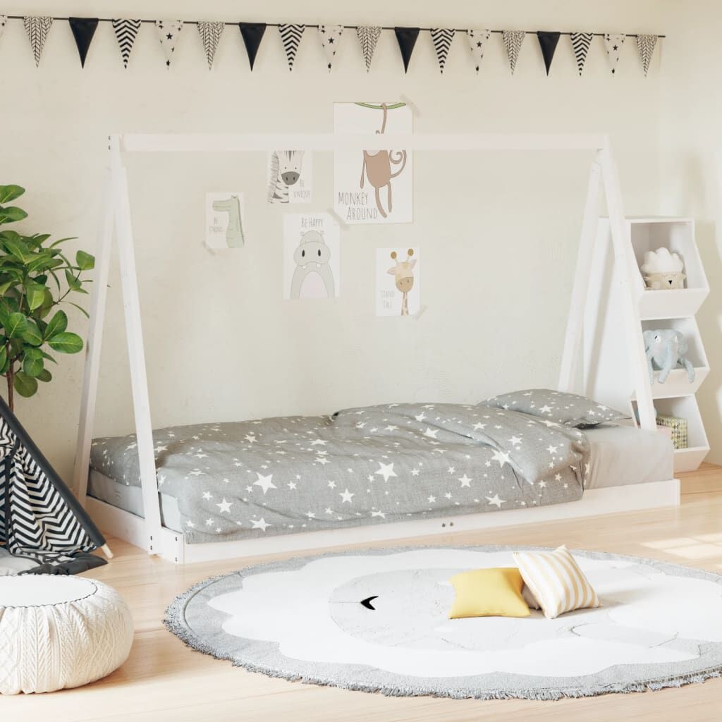 vidaXL Kinderbedframe Grenenhout 90x200 Wit -40%