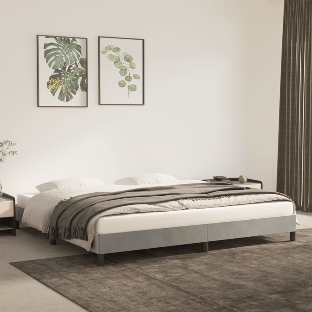 VidaXL Bedframe 200x200 Lichtgrijs Fluwelen -40%! Zo Goed Als Nieuw