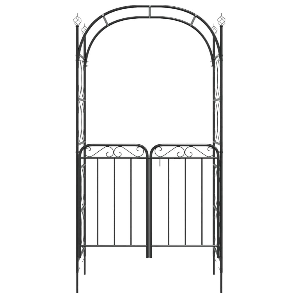 Tuinboog met Poort Zwart - 55% Korting! (Krasje)