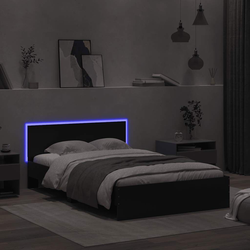 vidaXL Bedframe LED 120x190 Zwart -40%! Zo Goed Als Nieuw