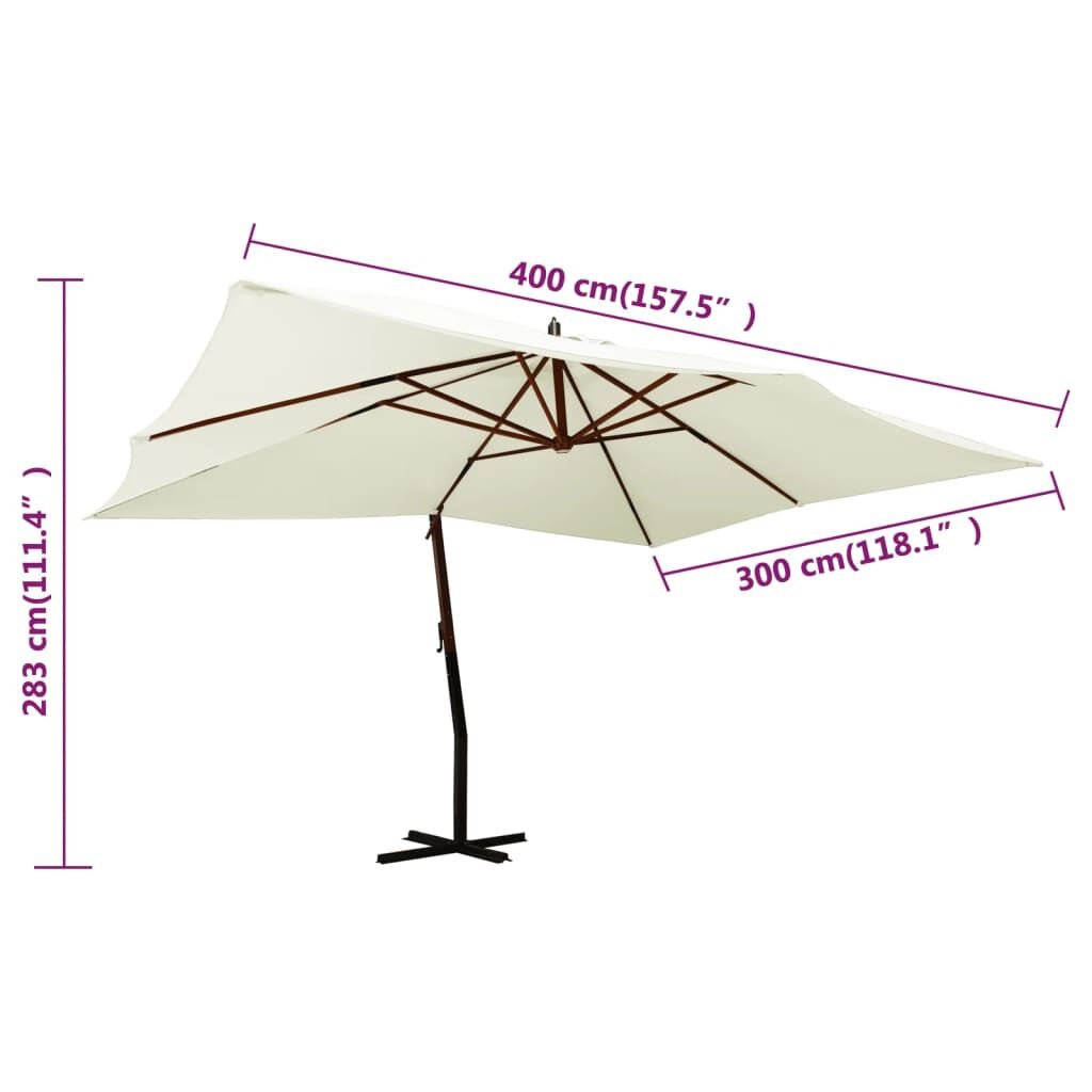 Zweefparasol 400x300cm Zandwit - 40% Korting!