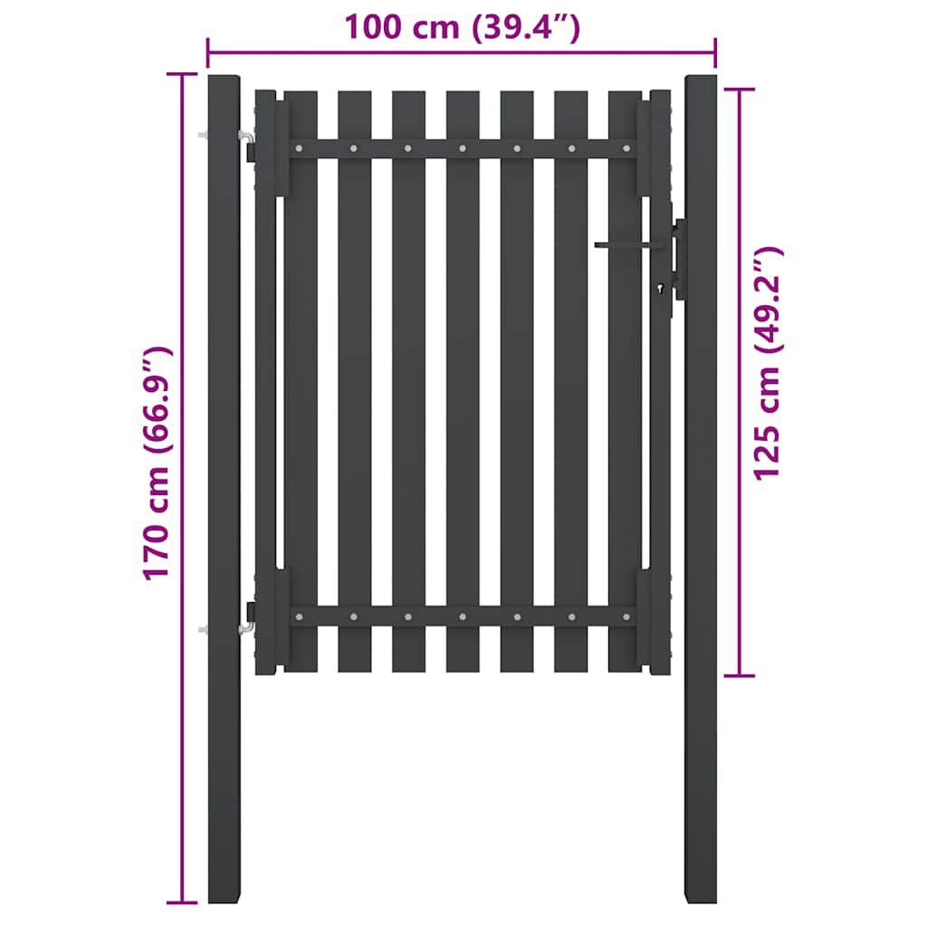 vidaXL Tuinpoort Staal Antraciet 1x1,7m - 55% Korting!