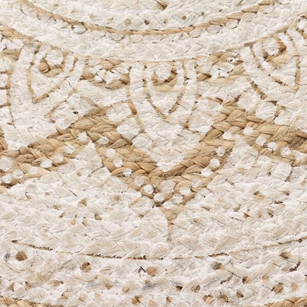 Rond Jute Tapijt Mandala Print 90cm - 40% Korting!